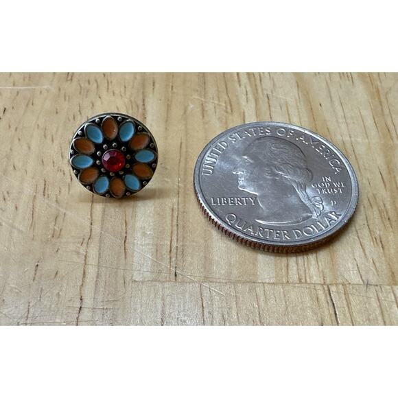 Bohemian‎ Flower Earrings, Colorful Enamel Earrings, Vintage Inspired Jewelry - Picture 3 of 4